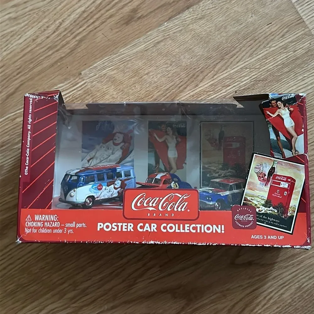 Coca-Cola Car Collection Poster Boxed Set Vintage Style Die-Cast Display